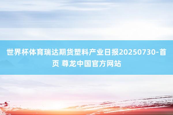 世界杯体育瑞达期货塑料产业日报20250730-首页 尊龙中国官方网站