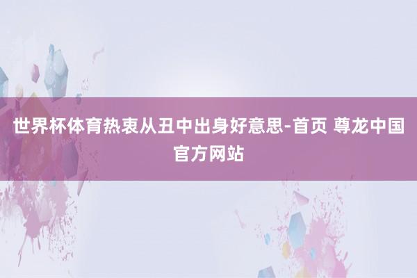 世界杯体育热衷从丑中出身好意思-首页 尊龙中国官方网站