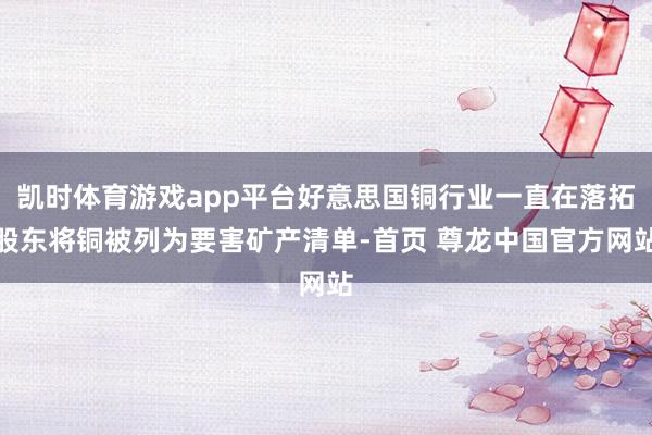 凯时体育游戏app平台好意思国铜行业一直在落拓股东将铜被列为要害矿产清单-首页 尊龙中国官方网站