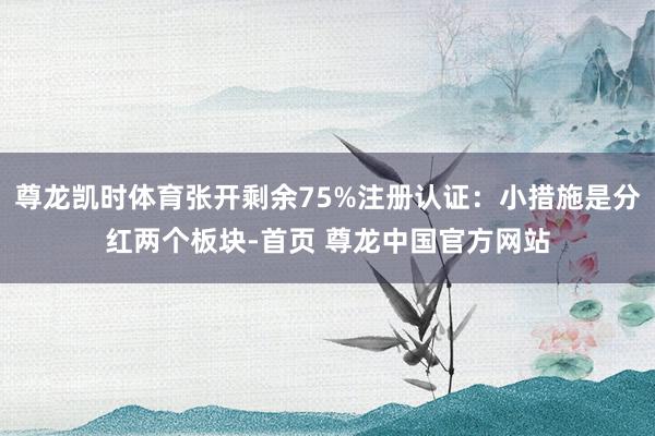 尊龙凯时体育张开剩余75%注册认证：小措施是分红两个板块-首页 尊龙中国官方网站