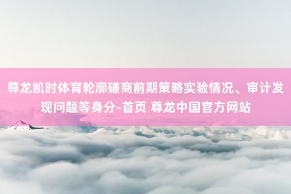 尊龙凯时体育轮廓磋商前期策略实验情况、审计发现问题等身分-首页 尊龙中国官方网站